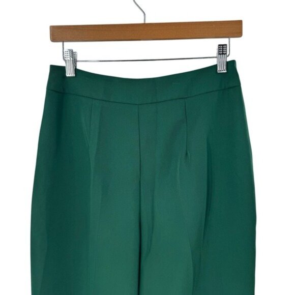 Tuckernuck NEW Rainforest Green Erin Satin Wide Leg Trouser High Rise Pants S - Picture 9 of 12